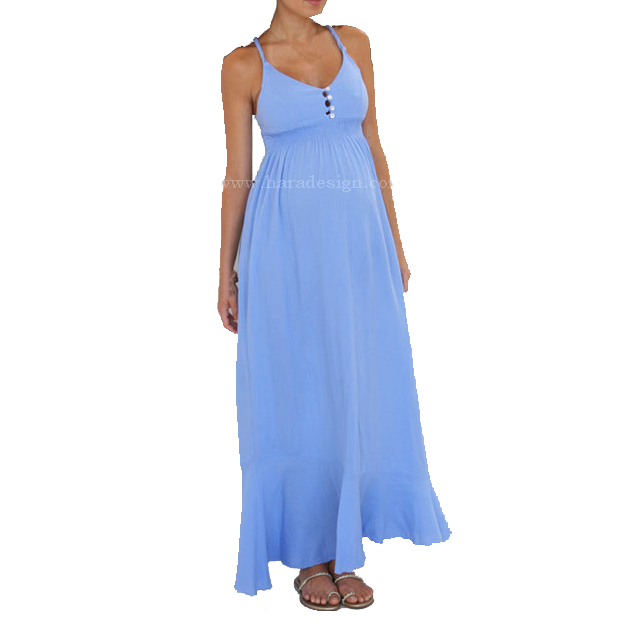 Long ankle cotton gown maternity party dress in organic regular cotton or UV resistant bamboo casual dress