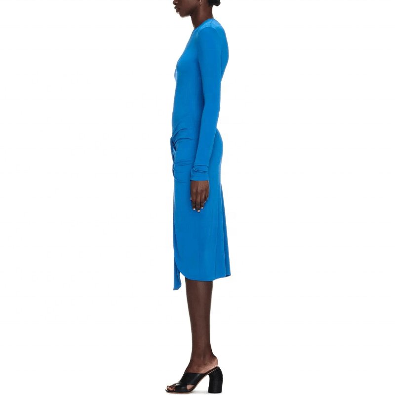 Custom New Slim Mesh Patchwork Evening Solid Color Long Dress Women Lady Elegant Casual Dresses