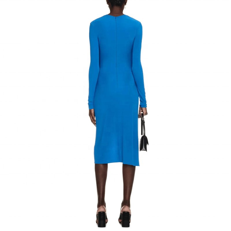 Custom New Slim Mesh Patchwork Evening Solid Color Long Dress Women Lady Elegant Casual Dresses