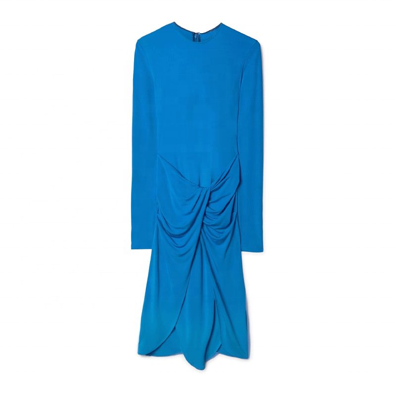 Custom New Slim Mesh Patchwork Evening Solid Color Long Dress Women Lady Elegant Casual Dresses