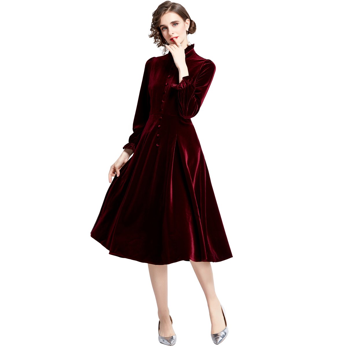 New Autumn Women's Velvet Dress with Lining HL8818089