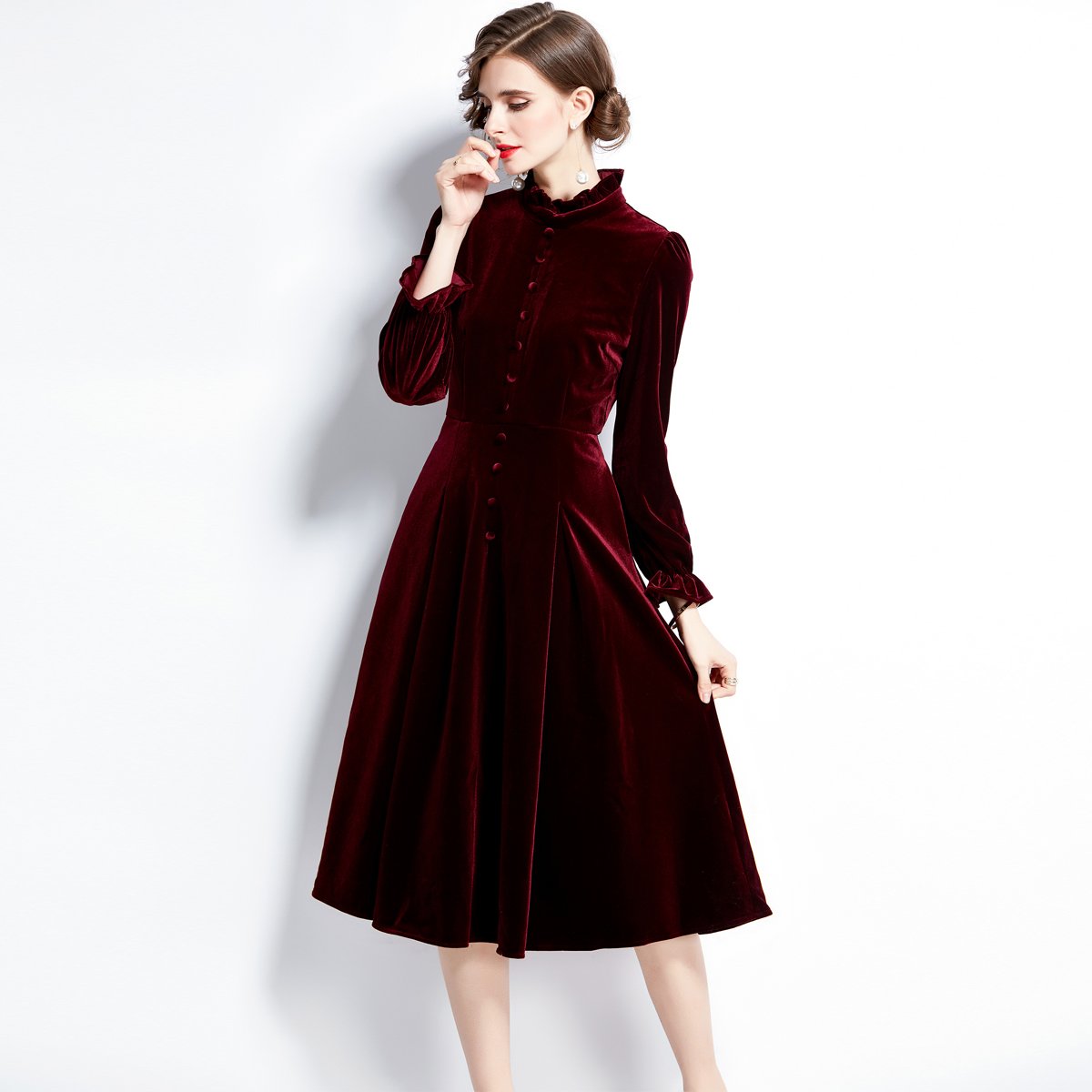 New Autumn Women's Velvet Dress with Lining HL8818089