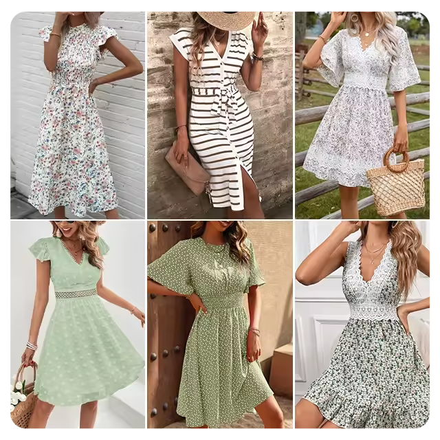Wholesale dress Apparel stock women Mixed Low Price Fashion Casual Top Swimsuit Skirts Clothes womens dresses