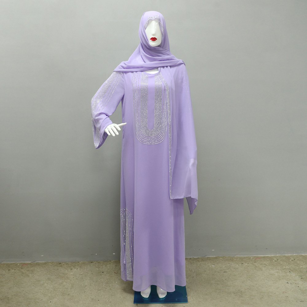 Manufacture Modest Middle East Rope Party Arabic Casual Muslim Dress Sets For Women 2024