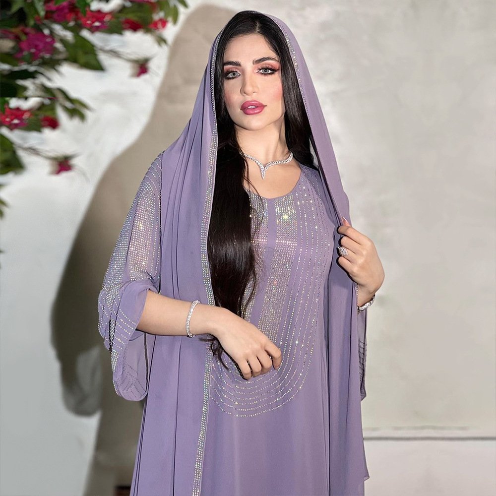 Manufacture Modest Middle East Rope Party Arabic Casual Muslim Dress Sets For Women 2024