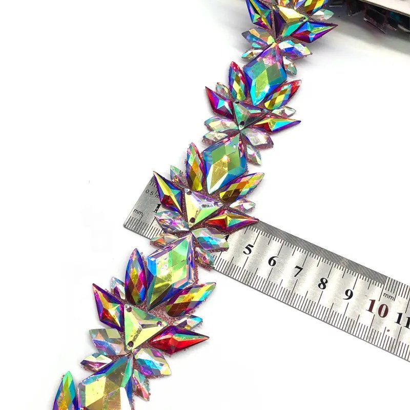 2024 Hot sale Hot fix Resin trims Iron on rhinestone trimming for Carnival costume dress accessories