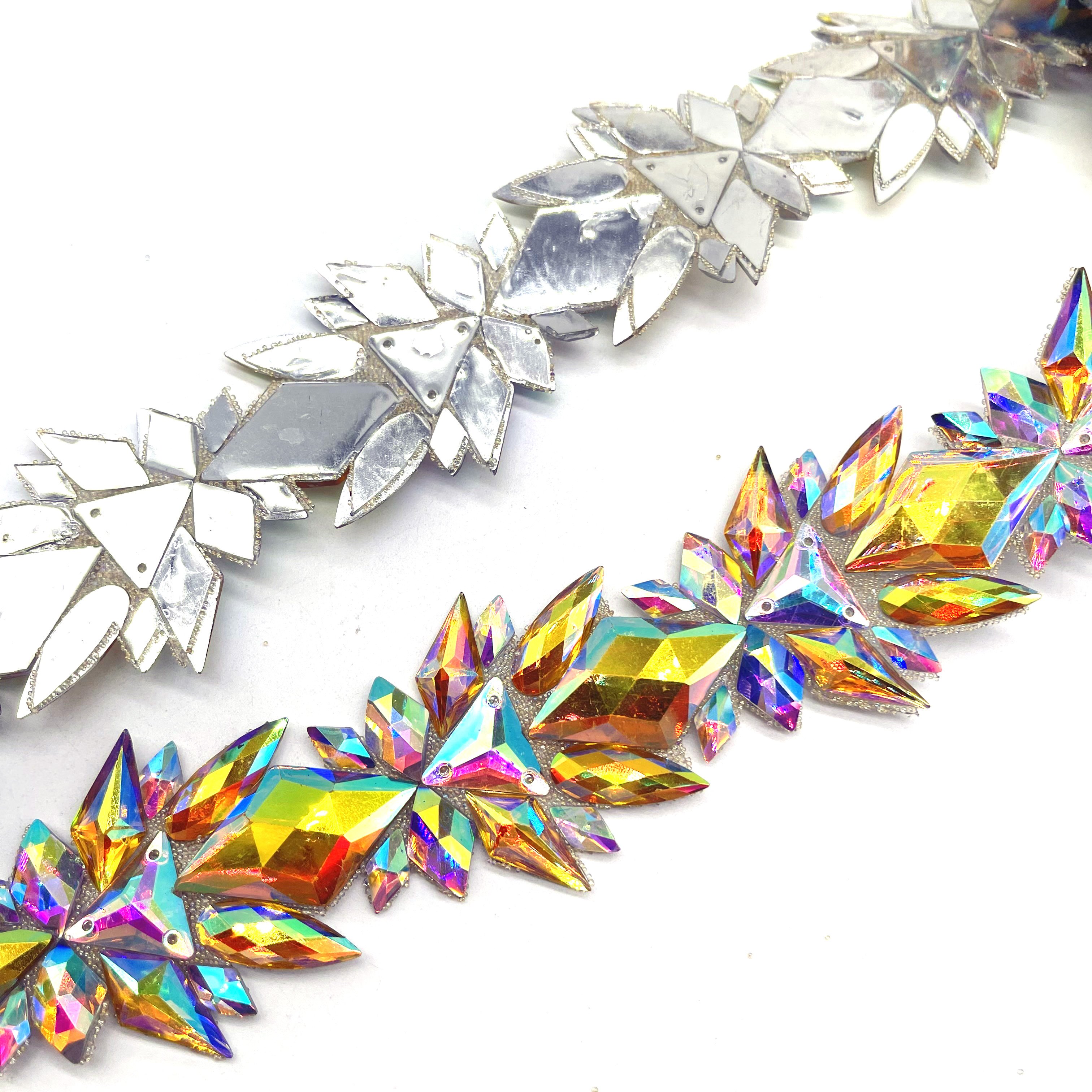 2024 Hot sale Hot fix Resin trims Iron on rhinestone trimming for Carnival costume dress accessories
