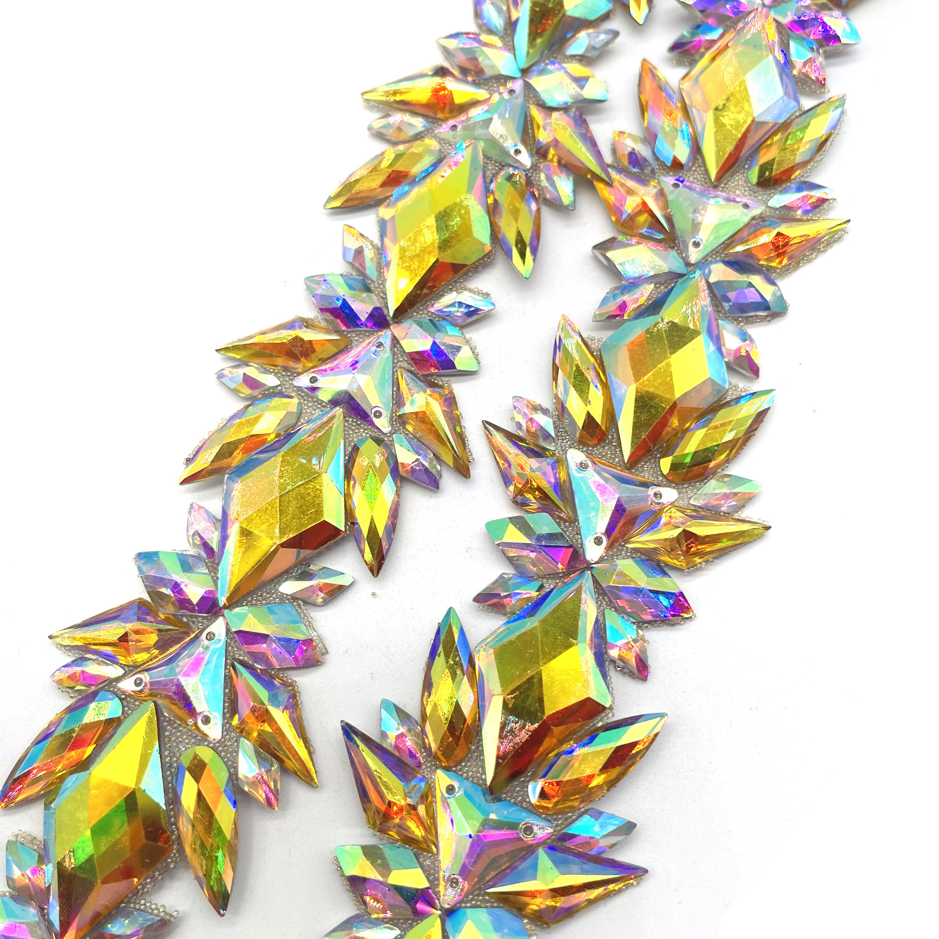 2024 Hot sale Hot fix Resin trims Iron on rhinestone trimming for Carnival costume dress accessories