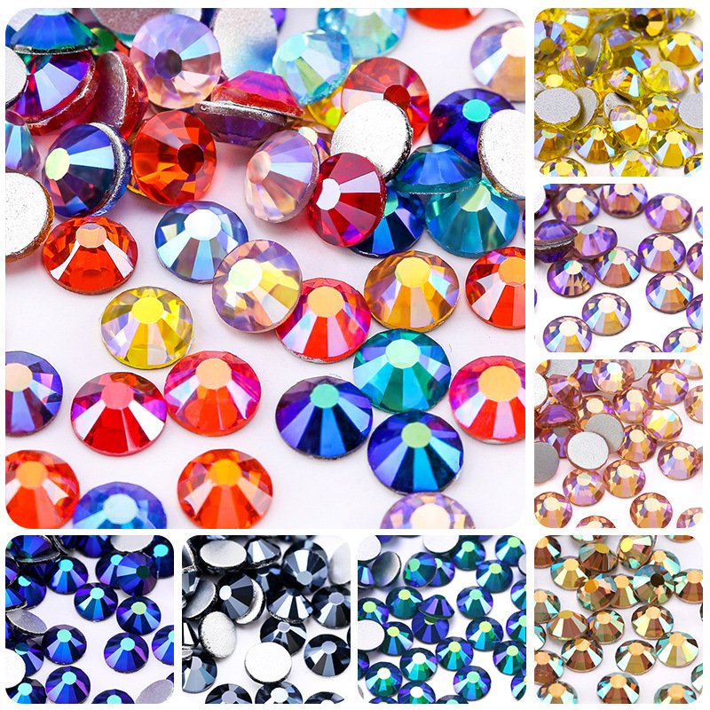 Lan Guang Wholesale 1440pcs Ss3-ss30 Crystal Stones Stickers Bulk Flatback Rhinestones Non Hot Fix Strass AB Glass Opp Bag
