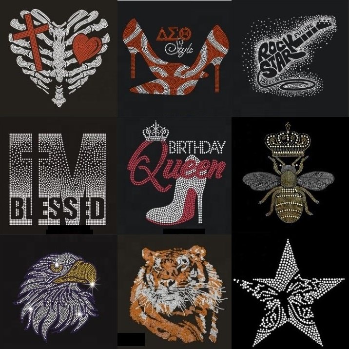 Bengals Football Logo HeartHot Fix Rhinestone Motif Heat Press Crystal Transfer Iron on Bling Diamond For DIY Shirt