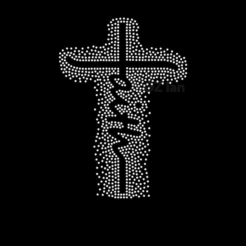 New Blessed Custom AB Crystal Heat Press Rhinestone Transfer Iron-On Glass God Motif For Garments Diamond