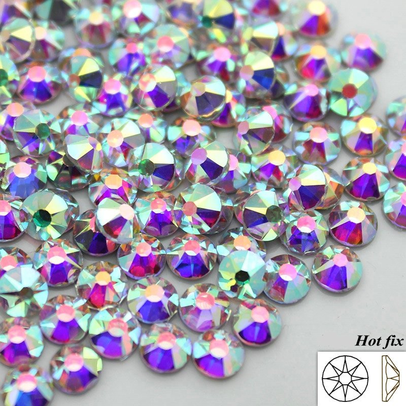 8 big 8 small hotfix ss16 ss20 ss30 crystal ab iron on rhinestones hot fix 2088 flatback rhinestones for clothing strass