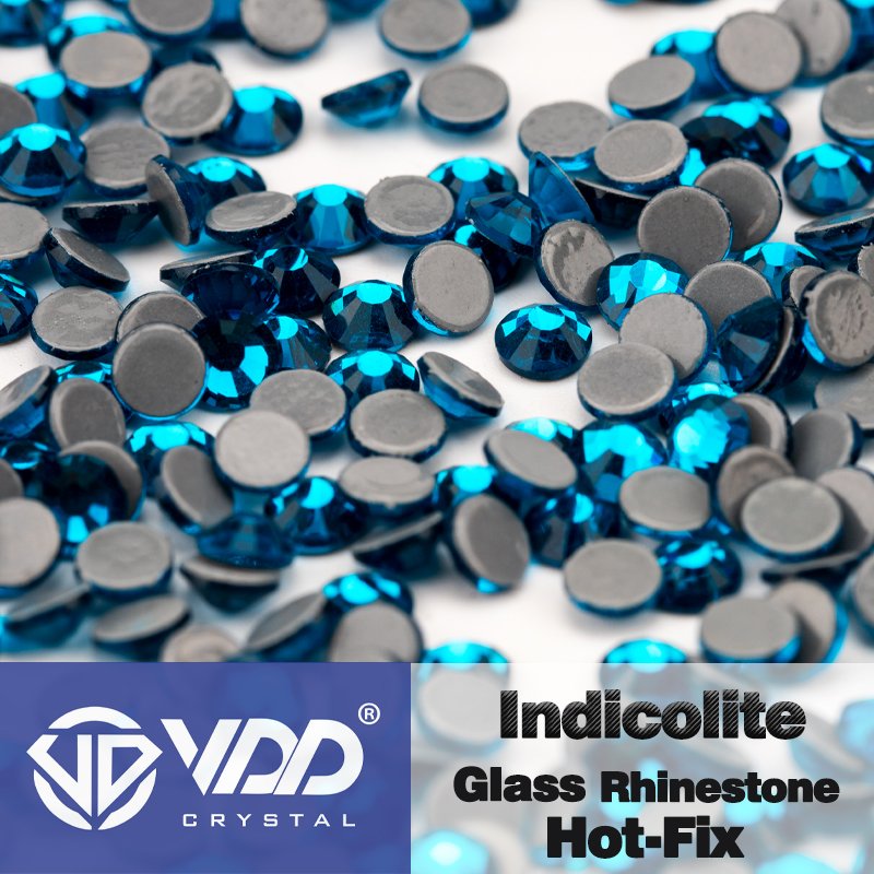 VDD 025 Indicolite High Quality Hot-Fix Glass Rhinestone Crystal Flatback Strass Stones For DIY Garment Decoration Wedding Dress