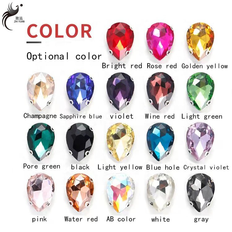 High quality 10*14 water drops glass Diy headband strap belt accessories rhinestone beads claw nail