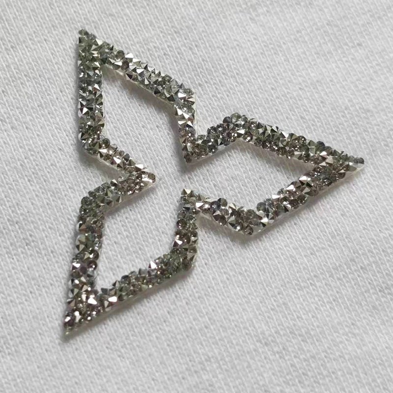Factory price custom Rhinestone heat transfer sticker Hotfix Rhinestone Golden&Black Diamond shiny Tags for t-shirts