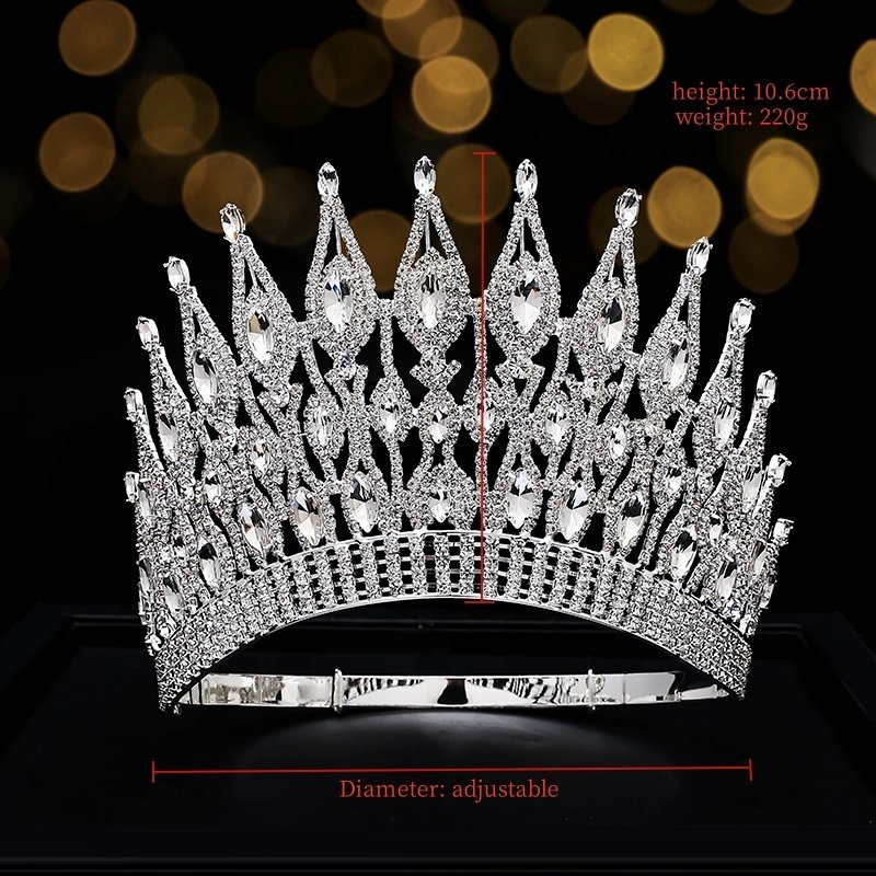 4.2 Inches Stock Adjustable Hairband AB Stones Bling Rhinestone Pageant Crowns Glass Crystal Beauty Queen Tiara
