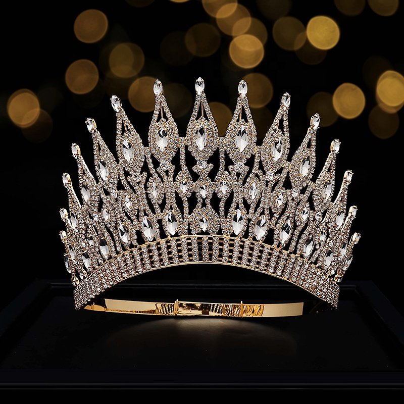 4.2 Inches Stock Adjustable Hairband AB Stones Bling Rhinestone Pageant Crowns Glass Crystal Beauty Queen Tiara
