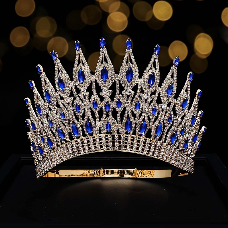 4.2 Inches Stock Adjustable Hairband AB Stones Bling Rhinestone Pageant Crowns Glass Crystal Beauty Queen Tiara