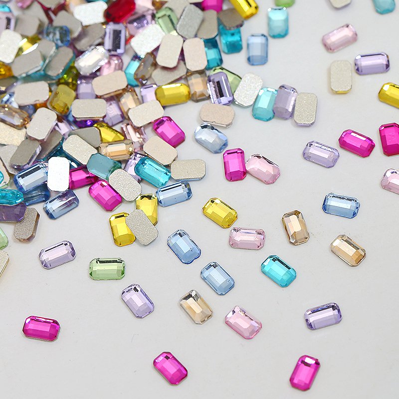 Hot Sale Colorful Flat Back Rhinestone Nail Art Designs Mini Glass Mixed Color Square Drills Nail Charms Wholesale