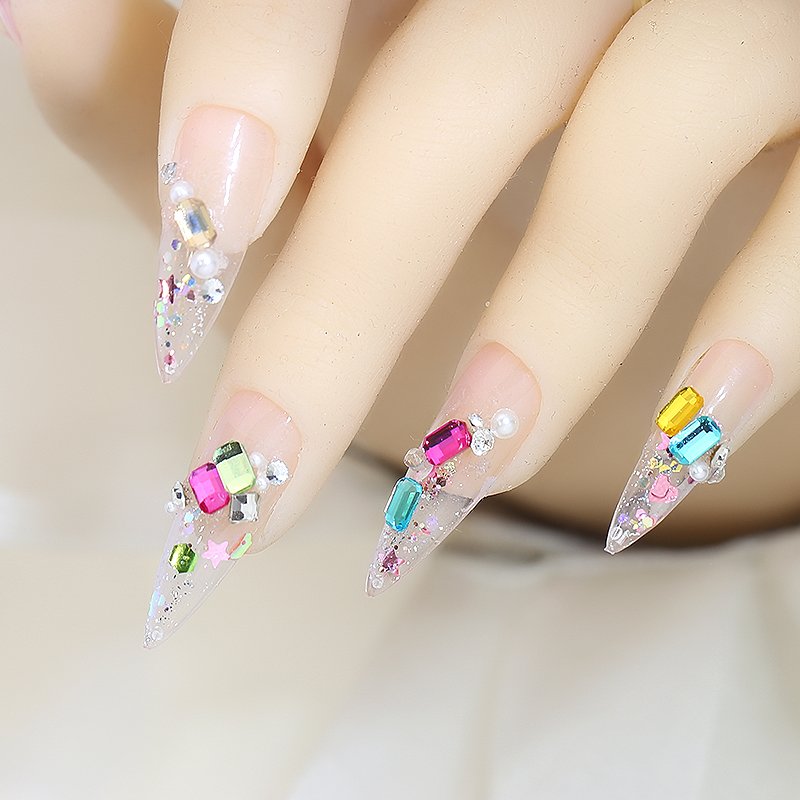 Hot Sale Colorful Flat Back Rhinestone Nail Art Designs Mini Glass Mixed Color Square Drills Nail Charms Wholesale