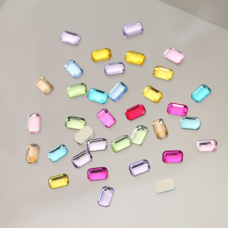 Hot Sale Colorful Flat Back Rhinestone Nail Art Designs Mini Glass Mixed Color Square Drills Nail Charms Wholesale