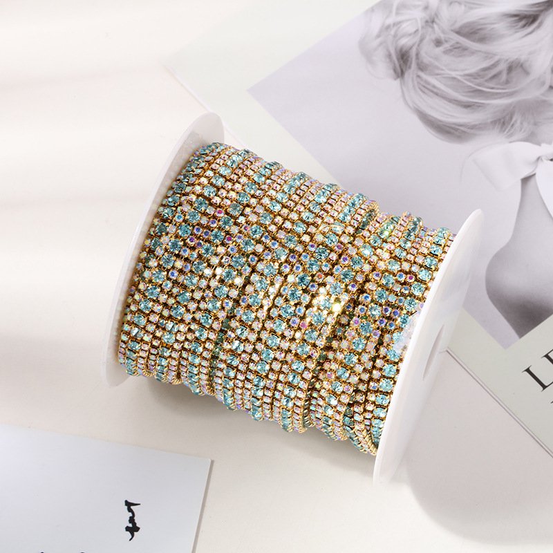Factory Sparkling Crystal Metal Accessory Rhinestone Claw Chain For Diy Packaging Materials In Clothing Shoes Bags