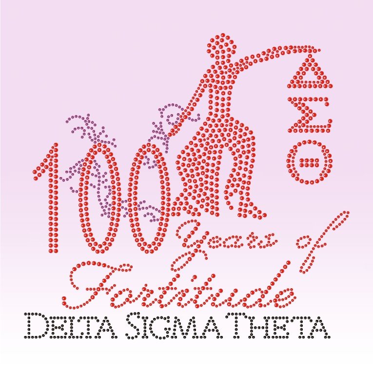Cheap Red and clear crystal Deltas DST Sigma Theta Hot Fix Rhinestone Transfer Iron On Motif