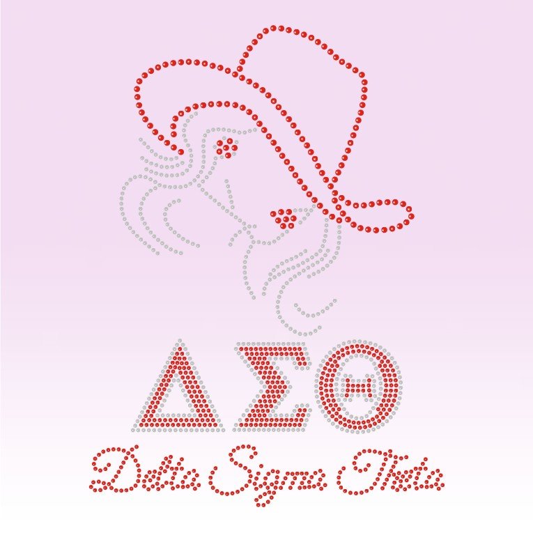 Cheap Red and clear crystal Deltas DST Sigma Theta Hot Fix Rhinestone Transfer Iron On Motif