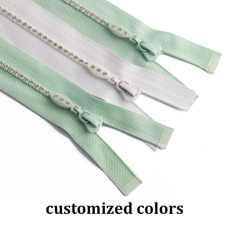 New design Cremallera plastic Shiny Diamond zipper #5 custom Diamond plastic zipper Rhinestones Zippers