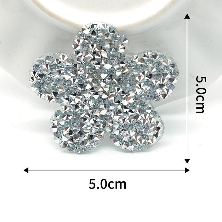Wholesale 2 inch iron on crystal patches rhinestone applique silver gold heat press hotfix flower rhinestone patches for girls