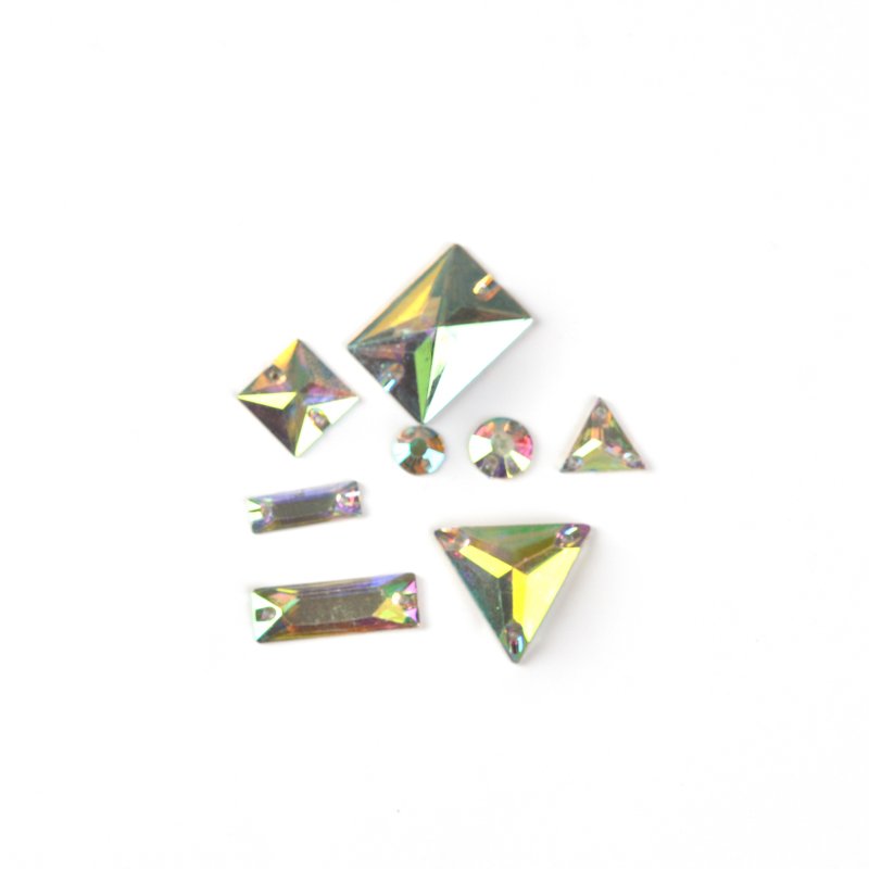 Clear Crystal AB Flatback Sew On Resin Beads Sew On Rhinestone Crystal Stones With 2 Holes For Dress Garment