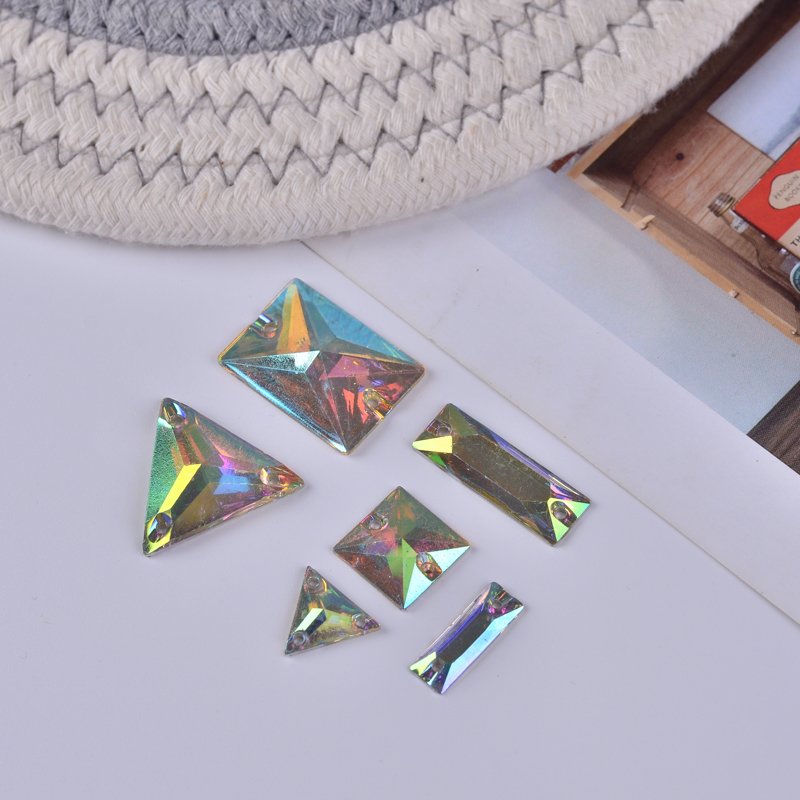 Clear Crystal AB Flatback Sew On Resin Beads Sew On Rhinestone Crystal Stones With 2 Holes For Dress Garment