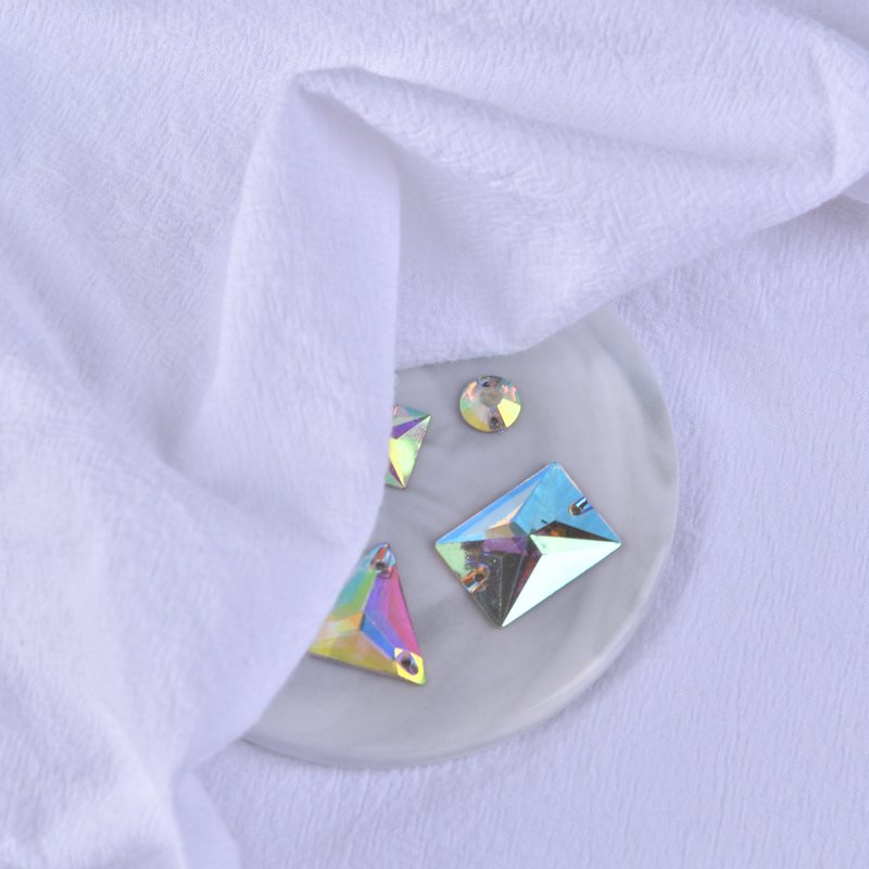 Clear Crystal AB Flatback Sew On Resin Beads Sew On Rhinestone Crystal Stones With 2 Holes For Dress Garment
