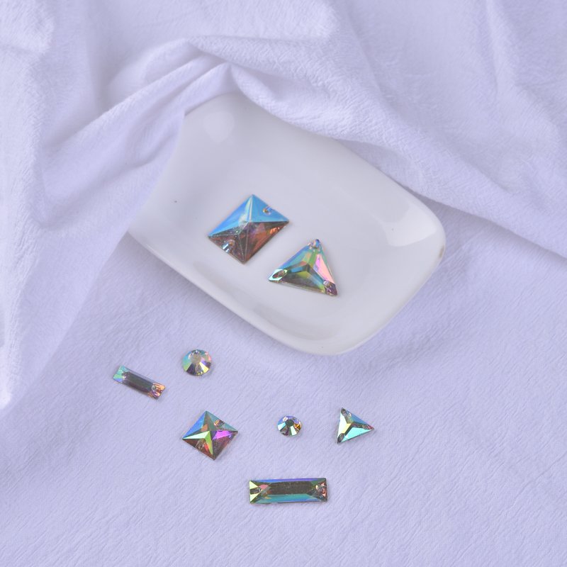 Clear Crystal AB Flatback Sew On Resin Beads Sew On Rhinestone Crystal Stones With 2 Holes For Dress Garment