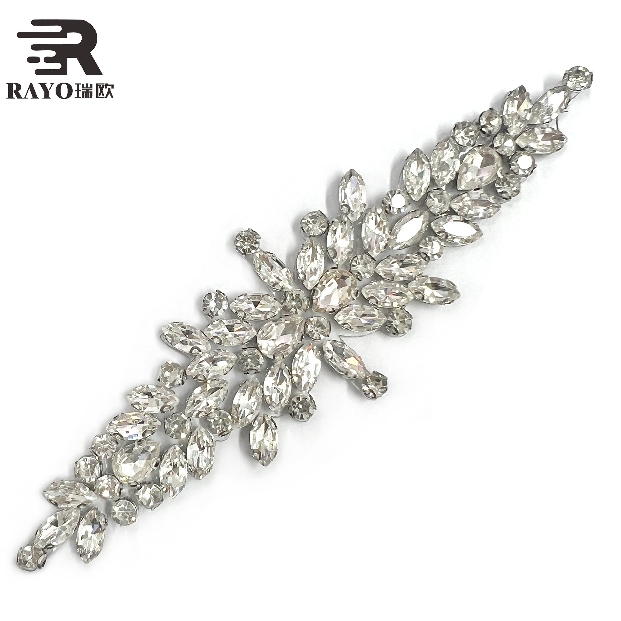 Rayo Shiny Crystal Applique Strass Decorating Rhinestone Applique for Head Accessories Wedding Dress and Evening Garments
