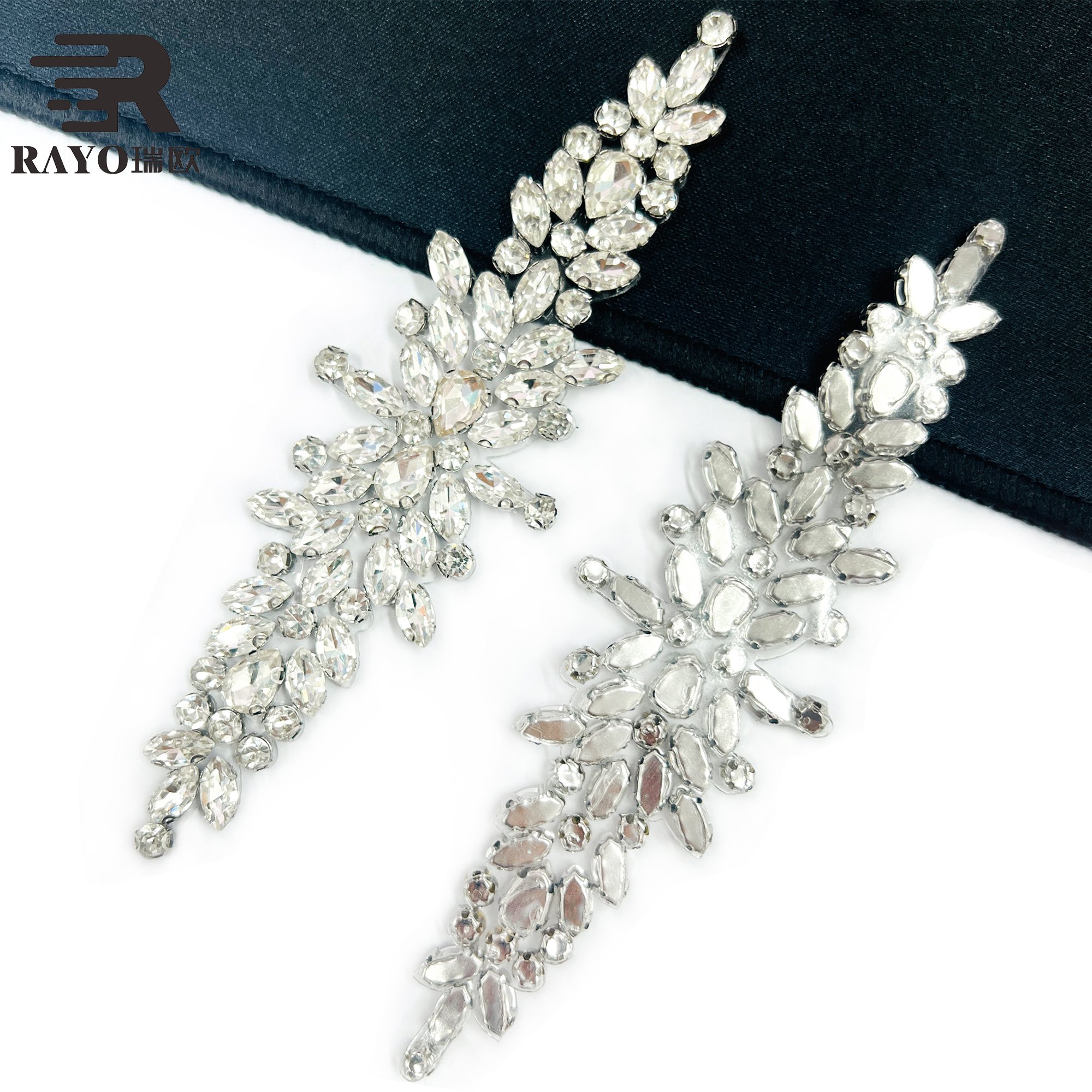 Rayo Shiny Crystal Applique Strass Decorating Rhinestone Applique for Head Accessories Wedding Dress and Evening Garments