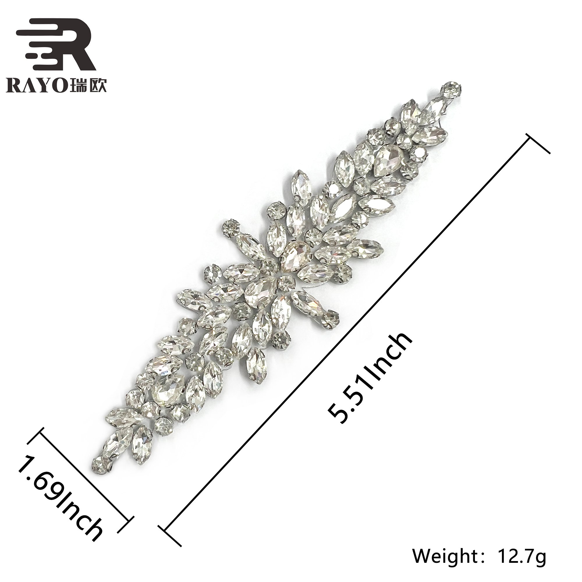 Rayo Shiny Crystal Applique Strass Decorating Rhinestone Applique for Head Accessories Wedding Dress and Evening Garments