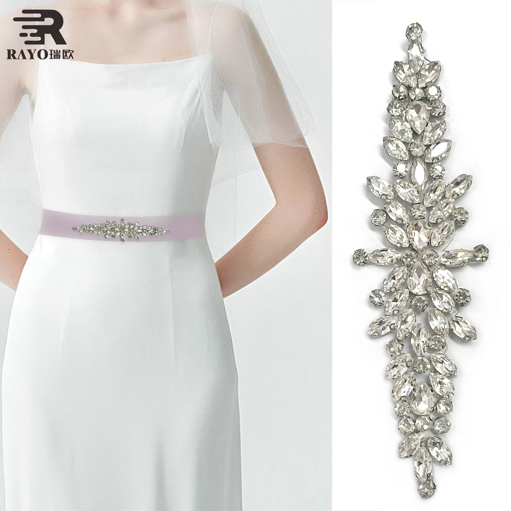 Rayo Shiny Crystal Applique Strass Decorating Rhinestone Applique for Head Accessories Wedding Dress and Evening Garments