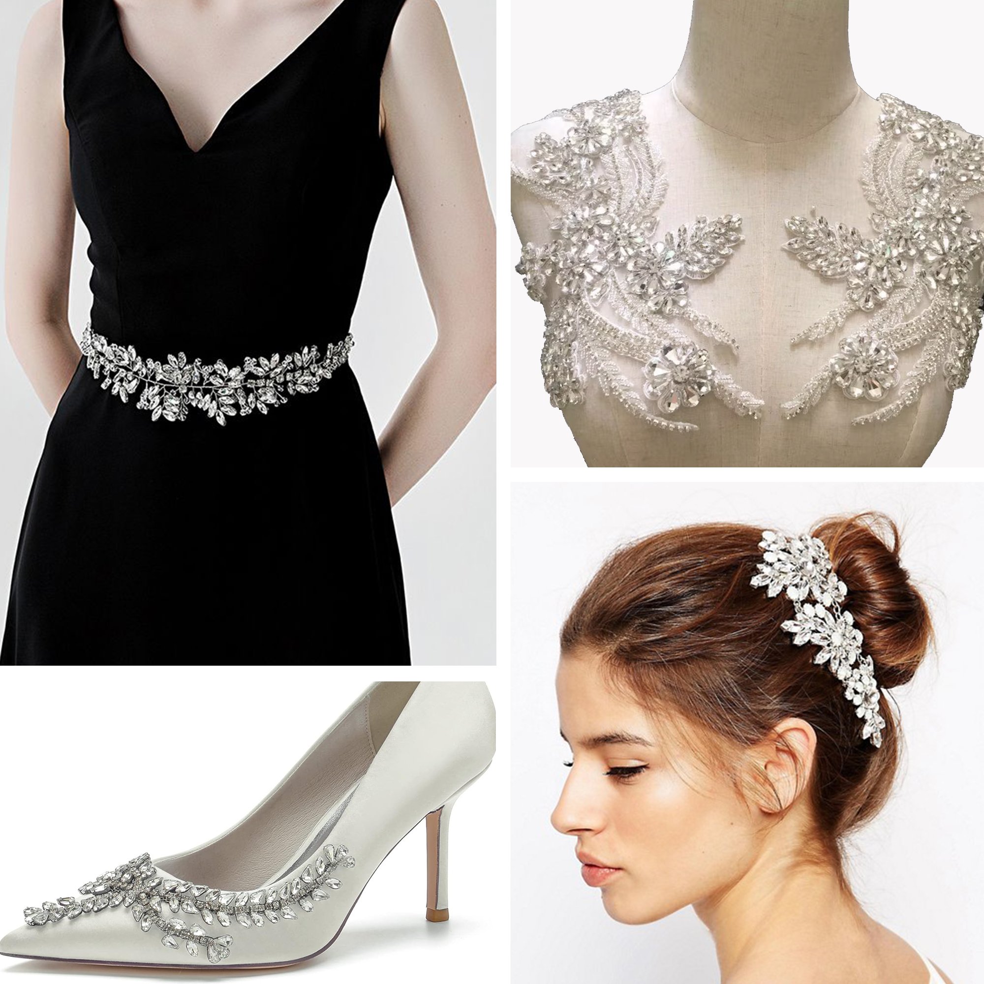 Rayo Shiny Crystal Applique Strass Decorating Rhinestone Applique for Head Accessories Wedding Dress and Evening Garments