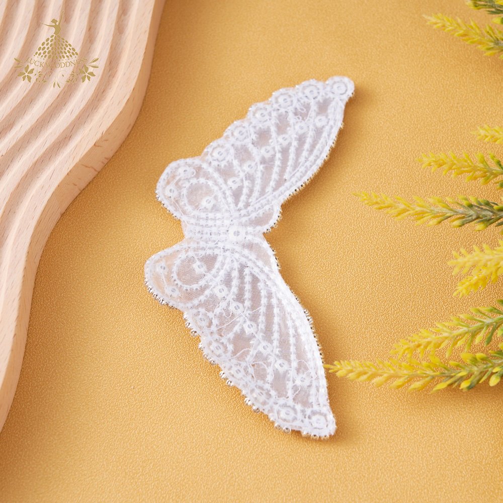 Crafted Iron On Crystal Rhinestones Patches Butterfly Applique For Wedding Dress