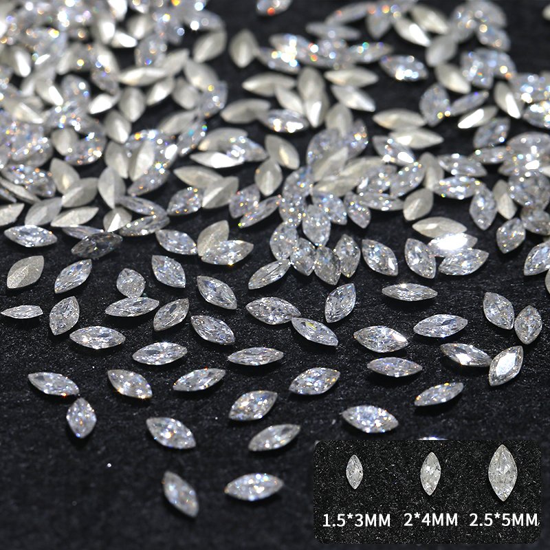 50pcs 7 Colors Shiny Nail Rhinestones Mini Horse Eye Zircon Sharp-Bottomed Crystals Bead Nail Charms