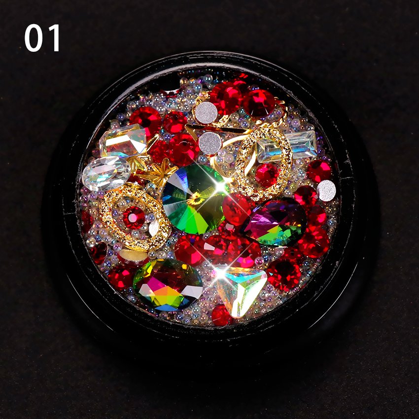 Irregular Nail Rhinestones AB Color Mini Beads Gold Metal Nail Rivets Studs UV Gel 3D Manicure Nail Jewelry
