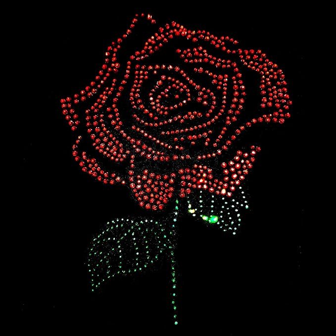 Bling Crystal Rose Patch Heat Press Strass Template Decal Hot Fix Iron On Rhinestone Print Flower Transfer Motif Custom Design
