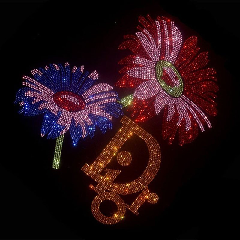 Bling Crystal Rose Patch Heat Press Strass Template Decal Hot Fix Iron On Rhinestone Print Flower Transfer Motif Custom Design