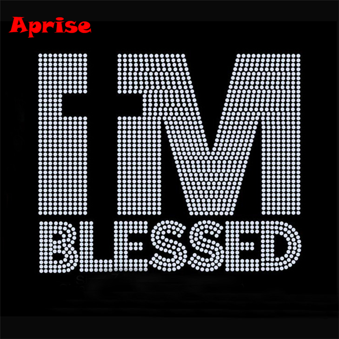 I am blessed hotfix rhinestone transfer iron on gold rhinestone hoodies heat motif