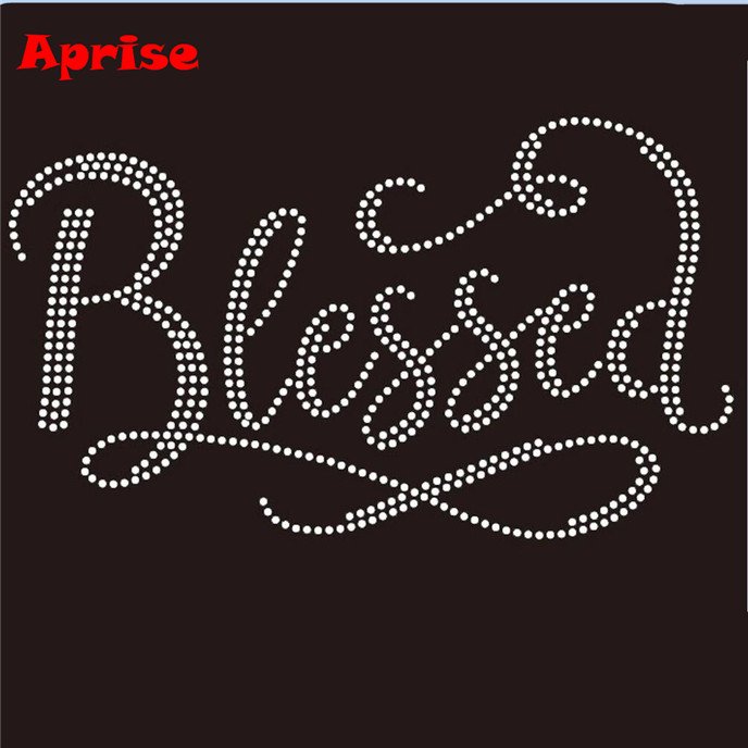 I am blessed hotfix rhinestone transfer iron on gold rhinestone hoodies heat motif