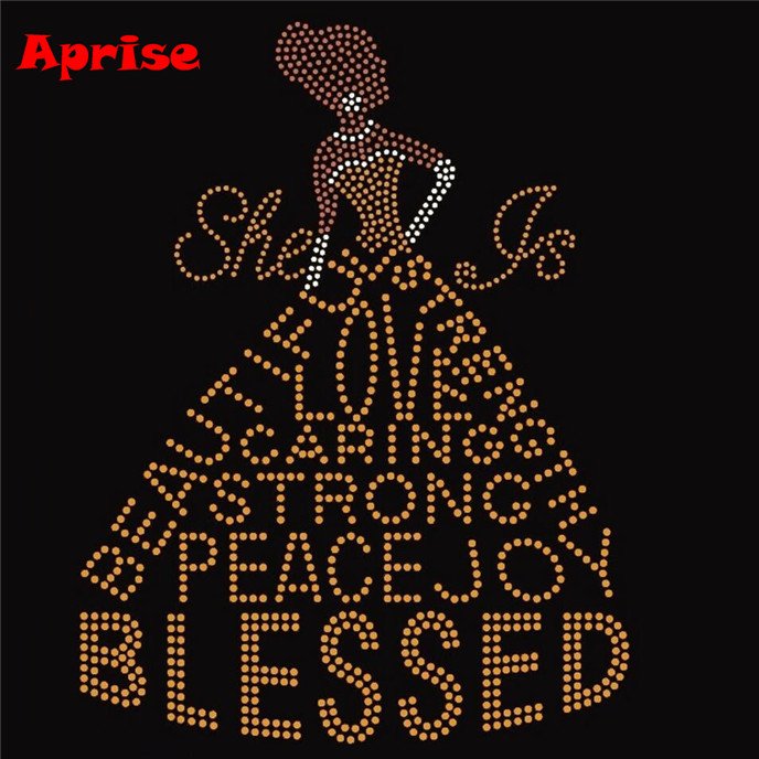 I am blessed hotfix rhinestone transfer iron on gold rhinestone hoodies heat motif