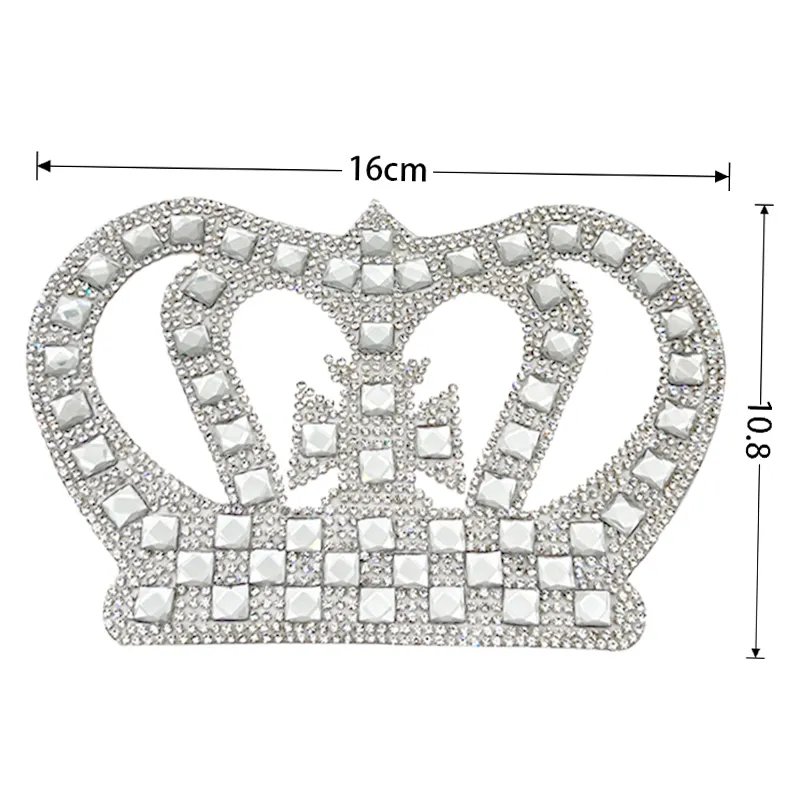Fashion Accessories Various Design Iron on Glass Rhinestone Crown Patches Applique for Clothes