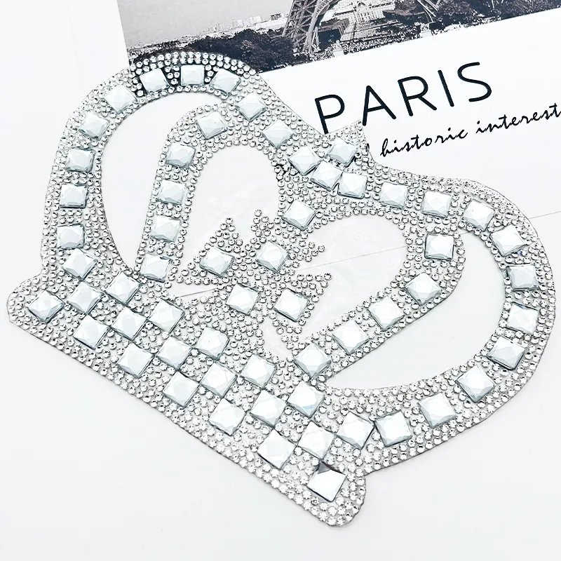 Fashion Accessories Various Design Iron on Glass Rhinestone Crown Patches Applique for Clothes
