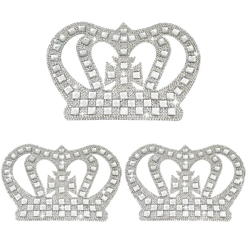 Fashion Accessories Various Design Iron on Glass Rhinestone Crown Patches Applique for Clothes